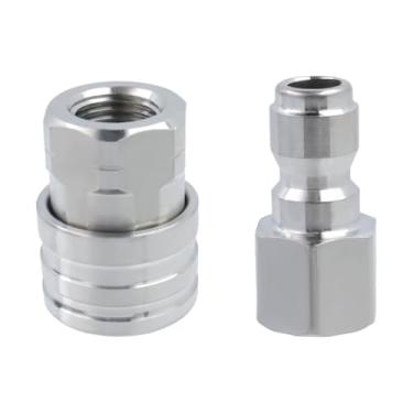 Imagem de LC LICTOP Acessórios de lavadora de pressão, NPT 1/4 rosca fêmea kit de conexão rápida, conectores e adaptadores de aço inoxidável (1 conjunto de 2, rosca fêmea NPT 1/4)