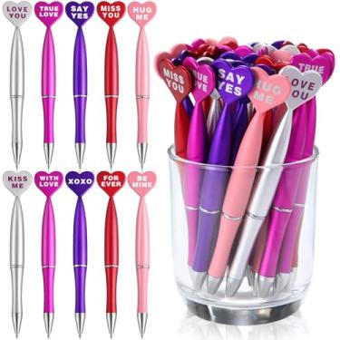 Imagem de Yahenda 100 Canetas Esferográficas Multicoloridas em Formato de Coração, Tinta Preta, 1,0 mm, para o Dia dos Namorados, Crianças, Escritório, Escola, Festa, Presente