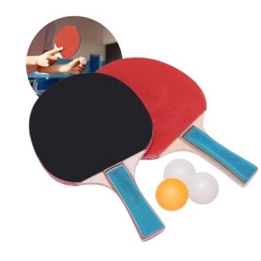 Imagem de Kit Ping Pong 2 Raquetes e 3 Bolas – Tênis de Mesa, Jogo de Ping Pong, Raquete de Madeira Emborrachada, Kit Tênis de Mesa para Lazer e Treino - UpShop