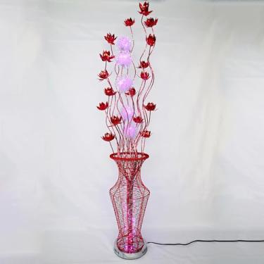 Imagem de Luminária de chão nórdica moderna com estampa floral, em alumínio, para sala de estar, sofá, quarto, casamento, com LED, originalidade e design decorativo (Estilo 20)