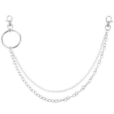 Imagem de Corrente para calças prateadas, corrente de bolso, corrente de jeans, correntes duplas, acessórios de roupas para homens e mulheres