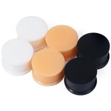 Imagem de Kridzisw 8G-25 mm alargadores de silicone macio sólido túneis alargadores para orelhas, alargadores de sela, extensores de carne, alargadores, retentor de túneis de orelha para mulheres, homens, preto