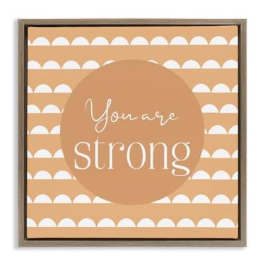 Imagem de Stupell Industries Arte de parede em tela flutuante com moldura dourada You Are Strong Affirmation, design de Christine Simpson Art, 18 x 18