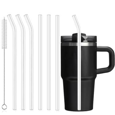 Imagem de Pacote com 6 canudos de substituição para Stanley 597 g Copo de 396 g, canudos reutilizáveis de plástico Tritan de grau alimentício com escova de limpeza, canudo transparente para beber smoothie