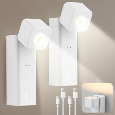 Imagem de Luzes de parede recarregáveis operadas por bateria, lâmpada de leitura LED regulável de 4000 mAh, luz noturna com sensor de movimento portátil, arandelas de parede multifuncionais com controle de