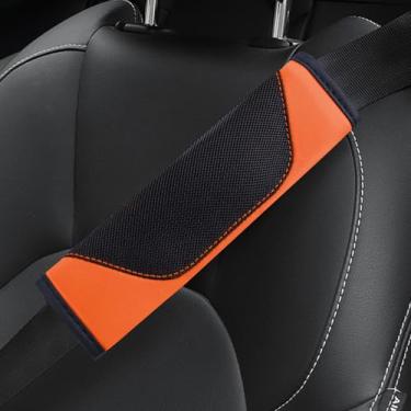 Imagem de Hbxdeco 2 peças de capa de cinto de segurança de carro, capas de cinto de segurança de malha macia e couro para carros, protetor de almofada de cinto de segurança automotivo, capas de alça de ombro