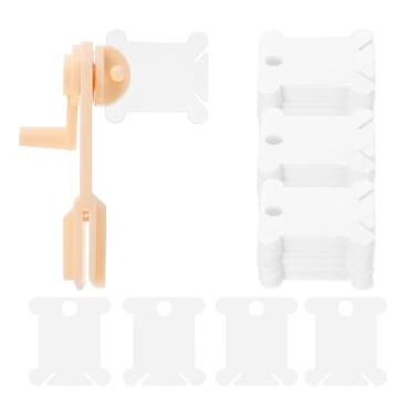 Imagem de HARFINGTON 300 peças de bobinas de fio dental bordado com enrolador de bobina, organizador de linha de ponto cruz de plástico, cartões de costura, armazenamento de ferramentas de triagem para