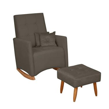 Imagem de Sofá Poltrona De Amamentação E Balanço Ana C/ Puff Veludo Grafite