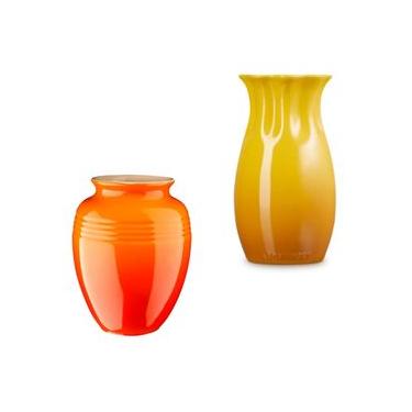 Imagem de KIT LE CREUSET VASO FLOWER NÉCTAR E VASO CLÁSSICO 15CM LARANJA