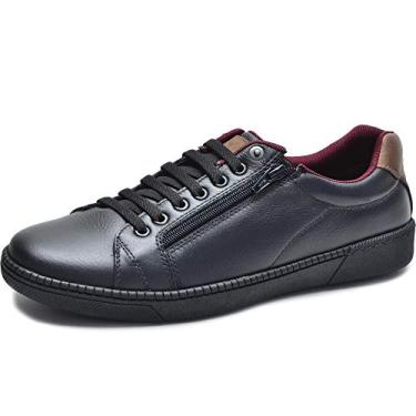 Imagem de Sapatenis Masculino Com Ziper Lateral Couro Legitimo (39, Preto)