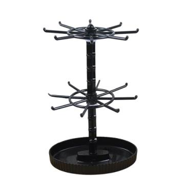 Imagem de Vaveren Suporte giratório para joias, organizador de joias, torre para brincos, suporte de armazenamento de grande capacidade, porta-colares para mesa, Preto de 2 Camadas
