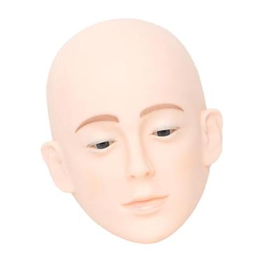 Imagem de Kokiya Cabeça de manequim para prática de cílios, rosto realista para treinamento, suprimentos para extensão de cílios e maquiagem, ideal para estilistas em