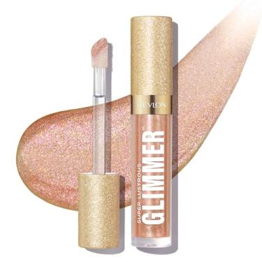 Imagem de REVLON Brilho brilhante superbrilhante, brilho labial não pegajoso, acabamento de alto brilho, glitter à base de plantas, 004 Happy Hour, 3,8 ml