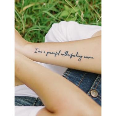Imagem de Tatuagem de suco de ervas semipermanente tatuagem mágica adesivo simples de palavras em inglês com duração de 14 dias sem queda sem flor refletiva braço pulso peito abdome corpo traseiro adesivo de