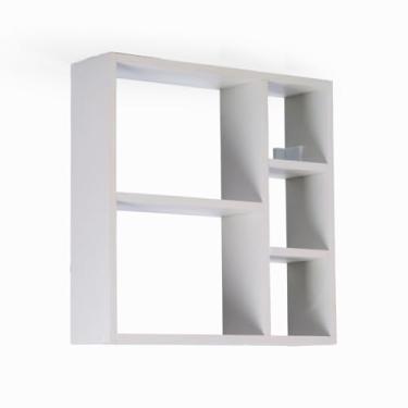Imagem de Prateleira Flutuante MDF Em Quadro Com Nichos Internos Suporte Invisivel Acompanha Kit Montagem (Branco)