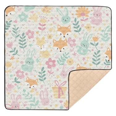 Imagem de Qilmy Fox Baby Tapete de brinquedo 127 cm x 127 cm, macio à prova d'água, tapete para bebês e crianças, antiderrapante, lavável, cercadinho