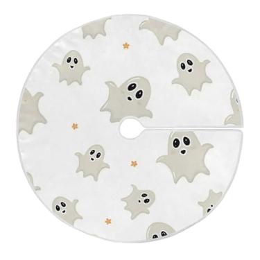 Imagem de JUZIHAI Saia de árvore de Halloween Boo Tapete para árvore de Natal, enfeites de decoração de férias para ambientes internos e externos, 91 cm