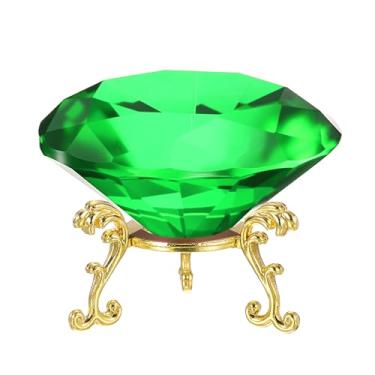 Imagem de PATIKIL Peso de papel de cristal de diamante, peso de papel de cristal de 80 mm / 3,15" com base de metal dourado 19 para decoração de mesa de escritório em casa, decoração de mesa, enfeites de festa