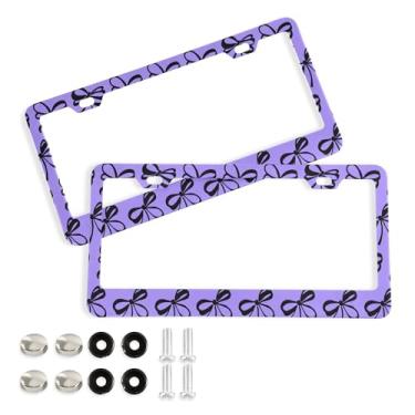 Imagem de SEHANY Lindas molduras roxas para placa de licença, moldura de placa de carro de alumínio à prova de ferrugem com orifícios elípticos e parafusos, serve para acessórios de carro de tamanho padrão de