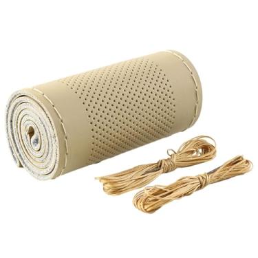Imagem de kingsea Capa de volante de carro, costura no envoltório, envoltório universal de volante automotivo de 38 cm, capa de volante costurada, confortável e respirável, bege