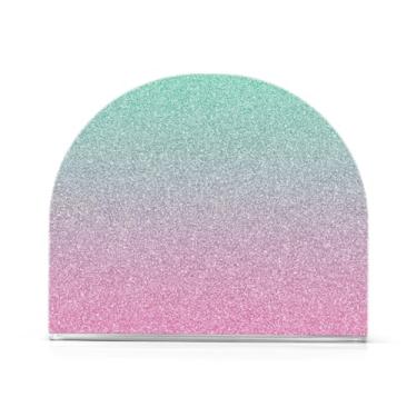 Imagem de Porta-guardanapos com glitter rosa turquesa para cozinha, pacote com 2, porta-guardanapos de coquetel, porta-guardanapos com peso