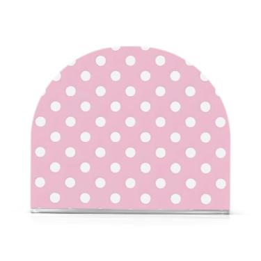 Imagem de Porta-guardanapos rosa de bolinhas brancas para cozinha, porta-guardanapos antiderrapante, pacote com 2, porta-guardanapos para convidados para banheiro
