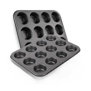 Imagem de Forma Cupcake Pão de queijo Bolinho Empada em teflon antiaderente 12 cavidades Grande - Ideal para Muffins, Empadas e Bolinhos na Air Fryer, Forno e Micro-ondas(2 Unidades)