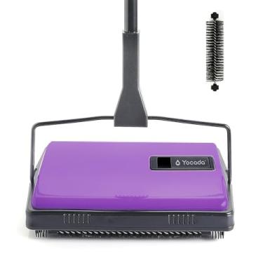 Imagem de Yocada Vassoura de carpete manual para limpeza doméstica para escritório em casa, tapetes de baixo e subpêlo, tapetes de pelos de animais de estimação, restos de papel, pequeno lixo, limpeza com uma