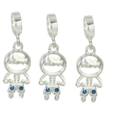 Imagem de 3 Berloque Pingente Prata Legitima Menino Menina Filha Filho - Lojas L