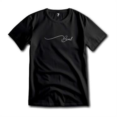 Imagem de Camiseta Básica Patriota Brasil Letra Cursiva Malha Fria - Sete Sete E