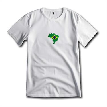 Imagem de Camiseta Brasil Estampa Mapa Malha Fria Antipilling - Sete Sete Esport