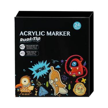 Imagem de Canetas De Tinta Acrílica De Ponta Dupla Com 48 Cores Para Madeira, Te