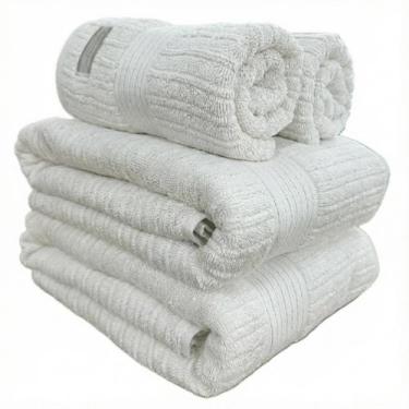 Imagem de Jogo De Toalha Banhão Gigante Buddemeyer Fio Penteado Canelado 4pçs Al