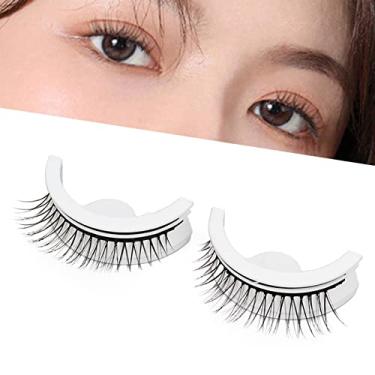 Imagem de Cílios postiços grossos reutilizáveis de fibra artificial autoadesivo para uso o dia todo