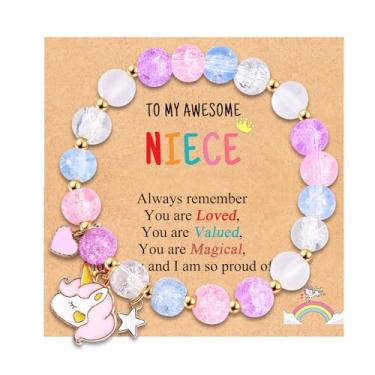 Imagem de Leyung Presentes para filha, neta, sobrinha, pulseiras de contas, enfeites de Natal para crianças, cesta de Páscoa, formatura, dia dos namorados, presentes de aniversário com cartão, liga metálica