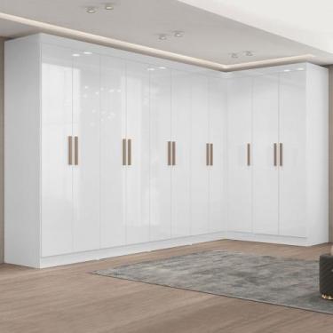 Imagem de Guarda-Roupa Casal Modulado Paris 11 Portas 4 Gavetas Branco - Maxel, 