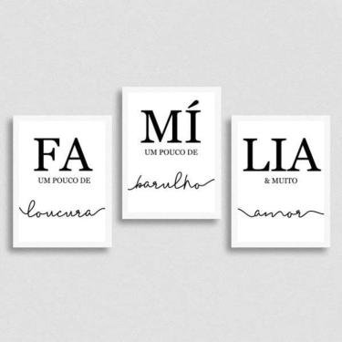 Imagem de Kit 3 Quadros Família -Loucura/Barulho/Amor 24X18Cm