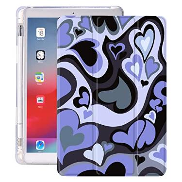 Imagem de Idocolors Linda capa com almofada de coração de amor para iPad de 10,2 polegadas 7ª/8ª/9ª geração (iPad 2019/2020/2021) adorável feminina, antiarranhões, à prova de choque, com suporte para lápis,