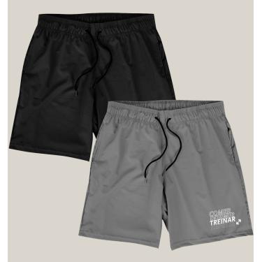 Imagem de Kit 2 Shorts Academia Masculino Elastano Premium WSS Gym Rotina Preto Cinza