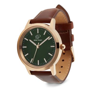 Imagem de Relógio de Luxo Feminino Couro Marrom Casual New Port 40mm