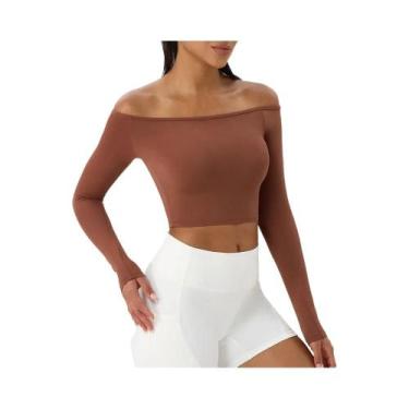 Imagem de Blusa Feminina Sexy De Manga Longa Com Ombros Descobertos, Secagem Ráp