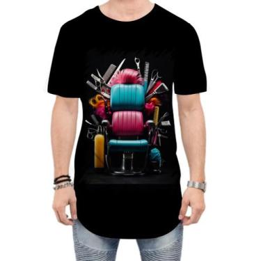 Imagem de Camiseta Longline Barbeiro Barbearia Corte Tesoura 1 - Kasubeck Store®