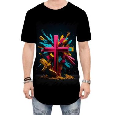 Imagem de Camiseta Longline da Cruz de Jesus Igreja Fé 37 - Kasubeck Store®, P
