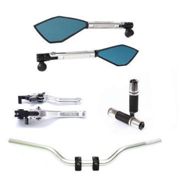 Imagem de Kit Guidão Naked Manopla Retrovisor Manete Cb250f Cb300 Cargo - NoBran