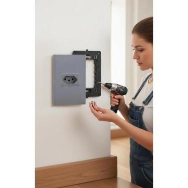Imagem de Tomada 20A 4x2 Cinza Fosco Simples P/ Parede Completa - Congratulation