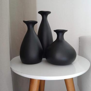 Imagem de Trio de vaso garrafa Porto de ceramica enfeite decoração casa rack mes