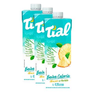 Imagem de Kit 3 Suco Tial Néctar Misto Abacaxi e Hortelã de Baixa Caloria 1 Litro