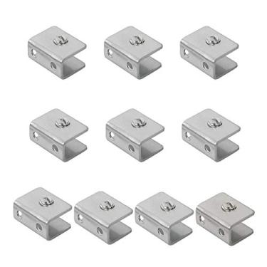 Imagem de Aopin Suporte de prateleira de vidro, clipes de vidro ajustáveis, suportes de grampo de vidro, superfície plana de acabamento escovado, para prateleira de madeira de 8 ~ 12 mm de espessura/acrílico/vidro, 10 peças (quadrado)