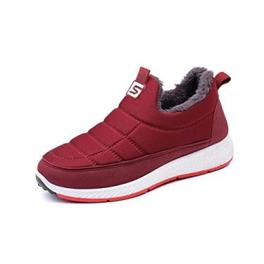 Imagem de Jueshanzj Casual sapatos redondos de algodão do dedo do pé homens e mulheres com o mesmo parágrafo vermelho 36
