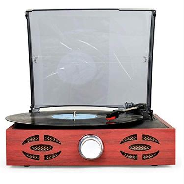 Imagem de Yajun Toca-discos de vinil Phono 33/45/78 RPM retrô clássico moderno fonógrafo com alto-falantes embutidos, vermelho